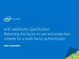 W3C WebAuthn Specification: Returning the factor-in-use and protection scheme for a multi-factor authenticator