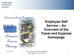 01/28/2019 ESS Overview of Travel and Expense Homepage ECC 6.03 vers 4.0