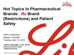 Hot Topics In Pharmaceutical Brands:  Rx Brand (Restrictions) and Patient Safety