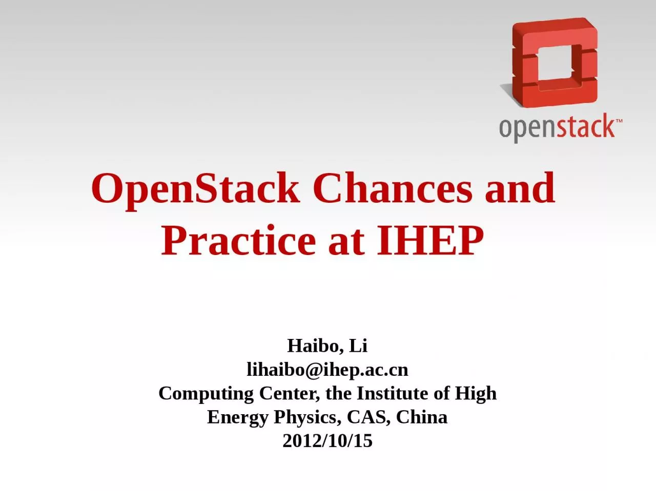 PPT-OpenStack Chances and Practice at IHEP