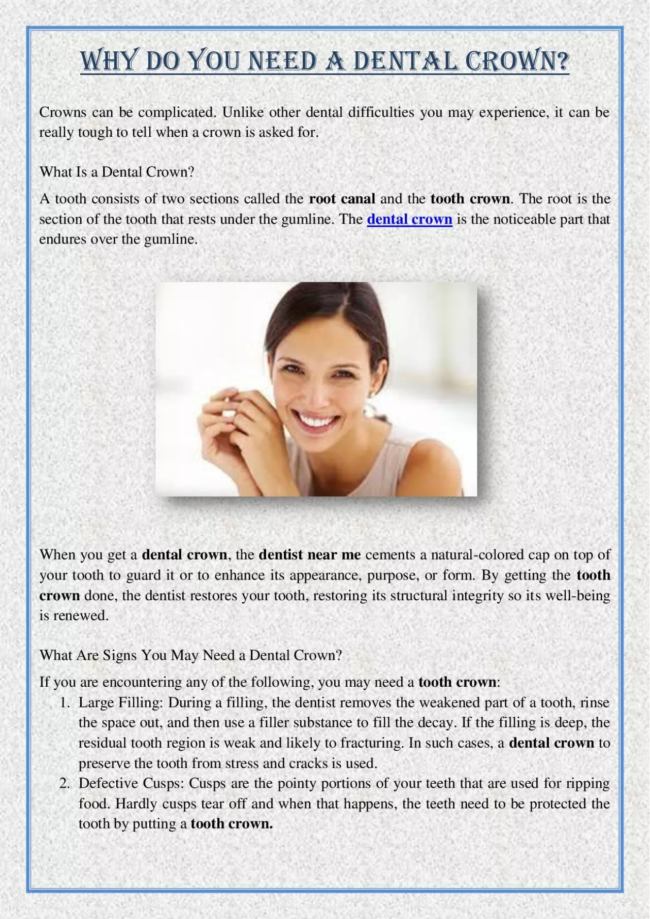 PDF-Why Do You Need A Dental Crown?