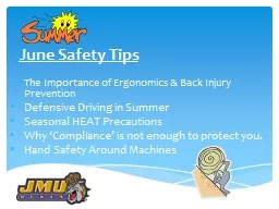 June Safety  Tips The Importance of Ergonomics & Back Injury Prevention