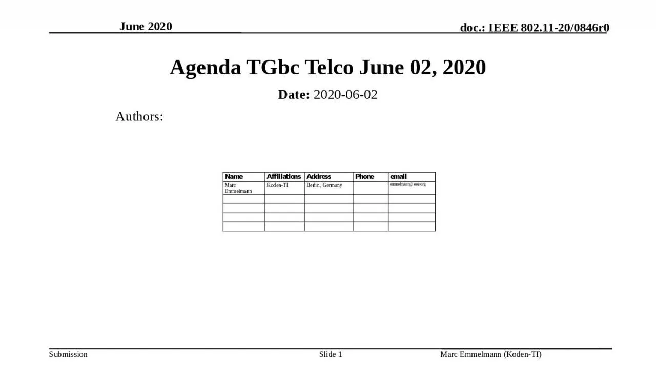 PPT-Agenda TGbc Telco June 02, 2020