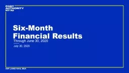 Through June 30, 2020 Six-Month Financial Results