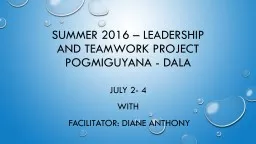 Summer 2016 – Leadership and Teamwork Project