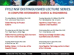FY12 NSF DISTINGUISHED LECTURE SERIES