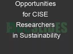 Opportunities for CISE Researchers in Sustainability