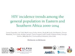 HIV incidence trends among the general population in Eastern and Southern Africa