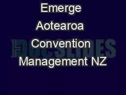 Emerge Aotearoa  Convention Management NZ