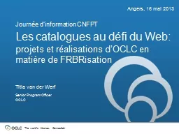 Les catalogues au d fi du Web: projets et r alisations d OCLC en mati re de FRBRisation