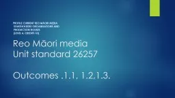 Reo Māori media Unit standard 26257