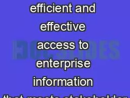 Abstract To provide efficient and effective access to enterprise information that meets