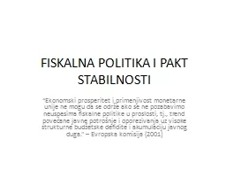 FISKALNA POLITIKA I PAKT STABILNOSTI