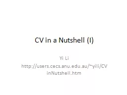 CV in a Nutshell (I) Yi Li