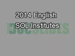 2014 English SOL Institutes