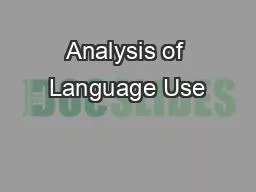Analysis of Language Use