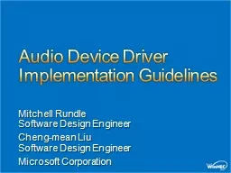 Audio Device Driver Implementation Guidelines