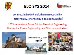 ELO SYS  2014 20. medzinárodný veľtrh elektrotechniky,