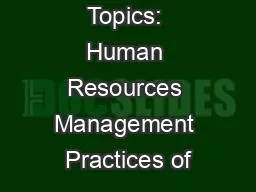 Topics: Human Resources Management Practices of