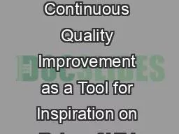 Effects of Using Continuous Quality Improvement as a Tool for Inspiration on Rates of