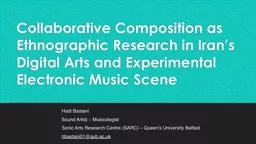 Collaborative Composition as Ethnographic Research in Iran’s Digital Arts and Experimental