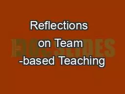 Reflections  on Team -based Teaching