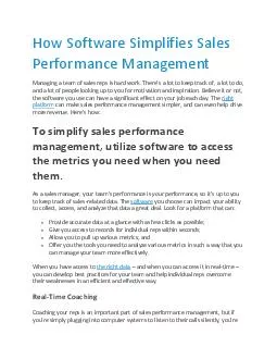 How Software Simplifies Sales Performance Management