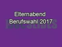 Elternabend Berufswahl 2017