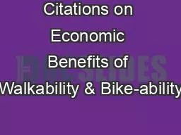 Citations on Economic Benefits of Walkability & Bike-ability