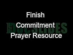 Finish Commitment Prayer Resource