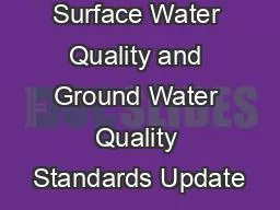 New Jersey Surface Water Quality and Ground Water Quality Standards Update