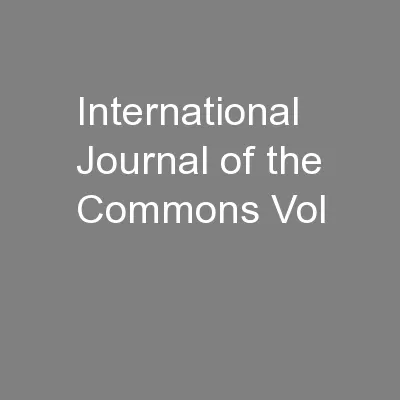 International Journal of the Commons Vol