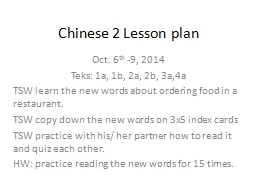 Chinese 2 Lesson plan Oct. 6