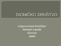 DIONIČKO DRUŠTVO odgovornost dioničara