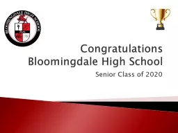 Congratulations Bloomingdale High School