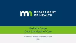 Pediatric Surge Crisis Standards of Care