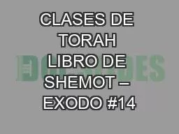 CLASES DE TORAH LIBRO DE SHEMOT – EXODO #14