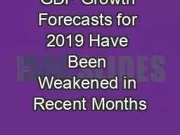 GDP Growth Forecasts for 2019 Have Been Weakened in Recent Months