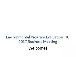 Environmental Program Evaluation TIG