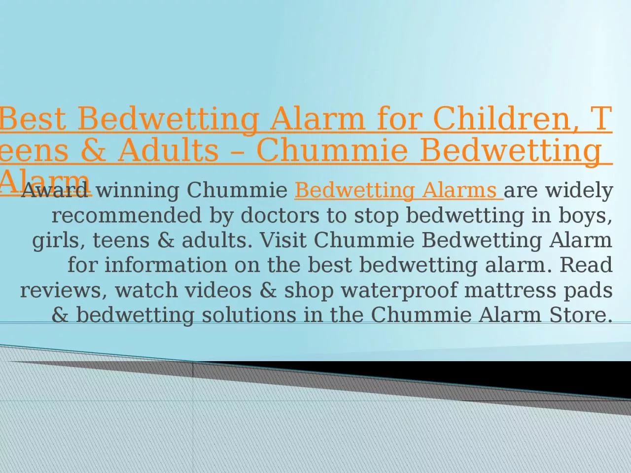 PPT-Best Bedwetting Alarm for Children, Teens & Adults Chummie Bedwetting Alarm