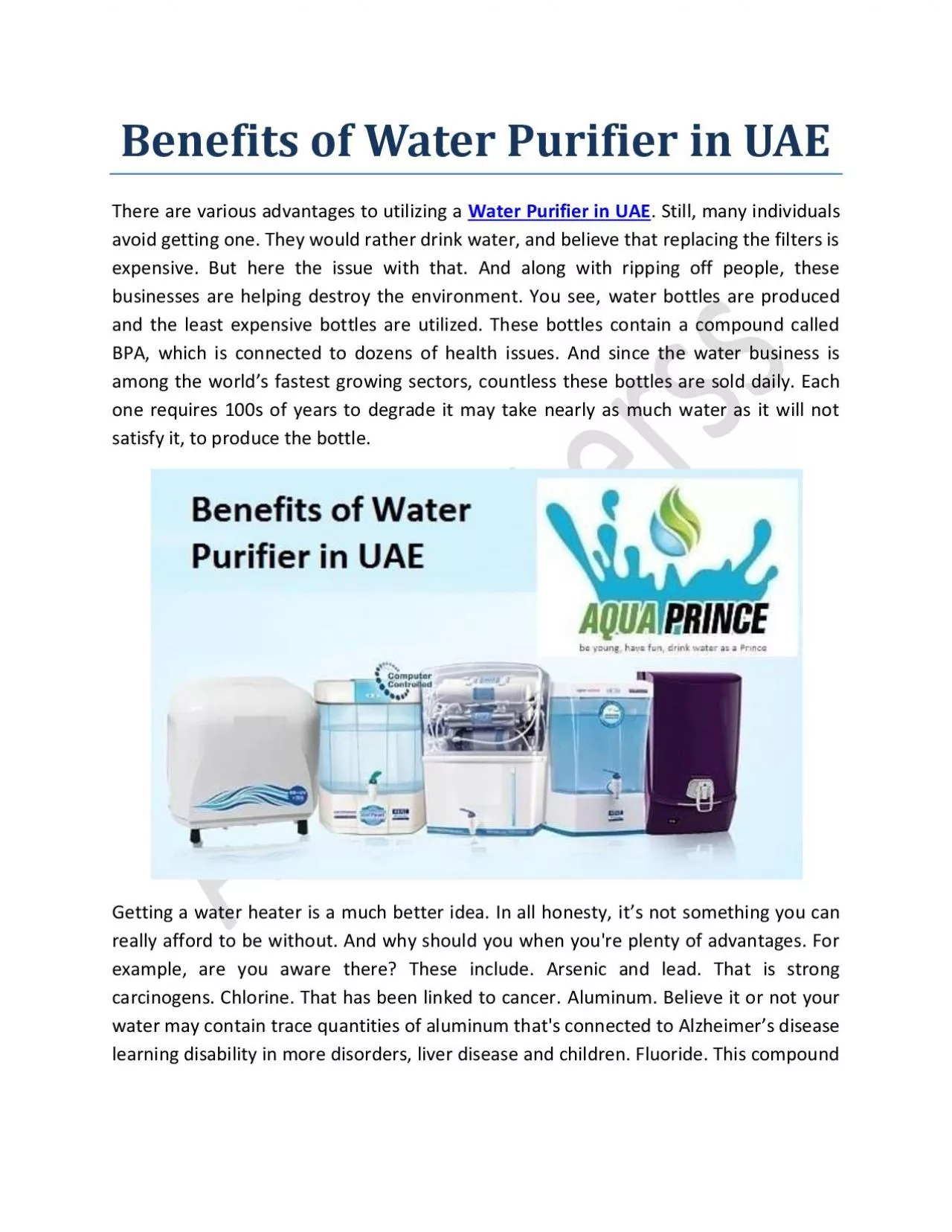 PDF-Benefits of Water Purifier in UAE