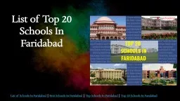 List of Top 20 Schools In Faridabad