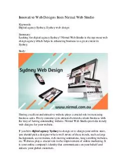 Innovative Web Designs from Nirmal Web Studio