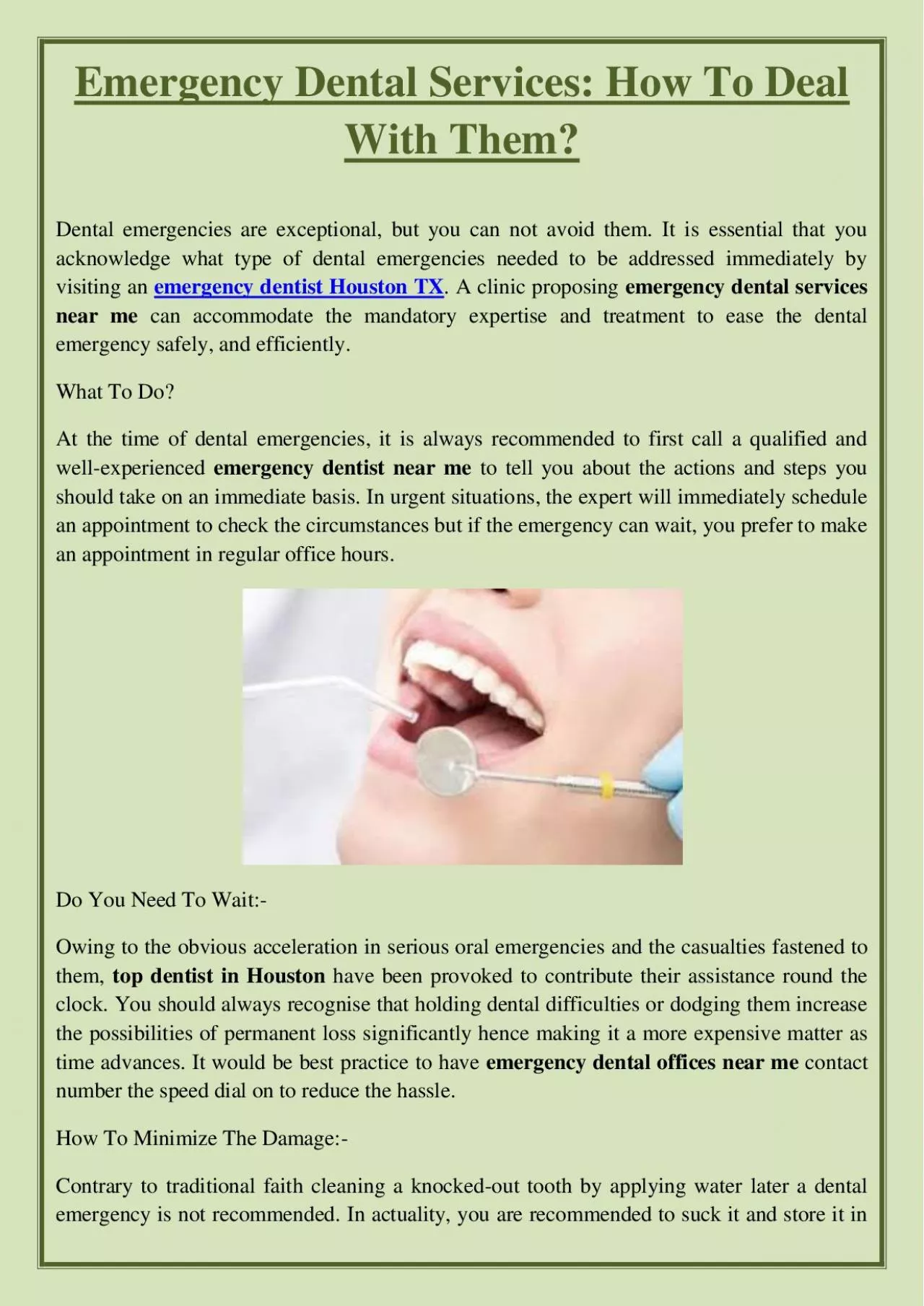 PDF-Emergency Dental Services: How To Deal With Them?