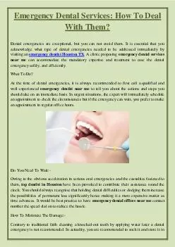 Emergency Dental Services: How To Deal With Them?