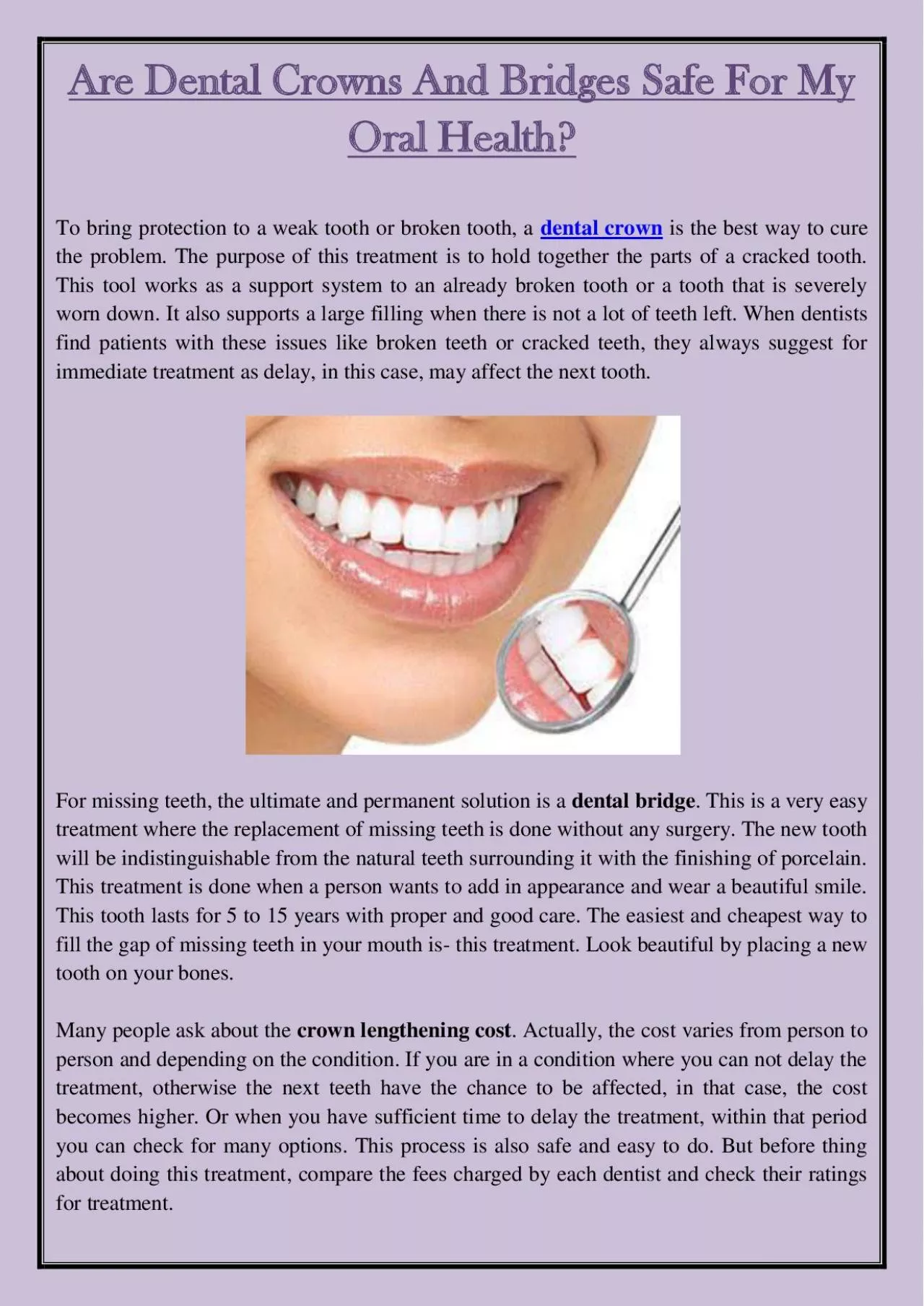 PDF-Are Dental Crowns And Bridges Safe For My Oral Health?