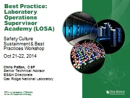 Best Practice:  Laboratory Operations Supervisor Academy (LOSA)