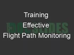 Training Effective Flight Path Monitoring