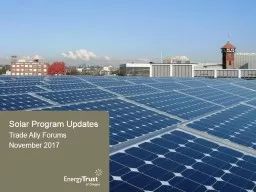 Solar Program Updates Trade Ally Forums