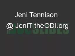 Jeni Tennison @ JeniT theODI.org